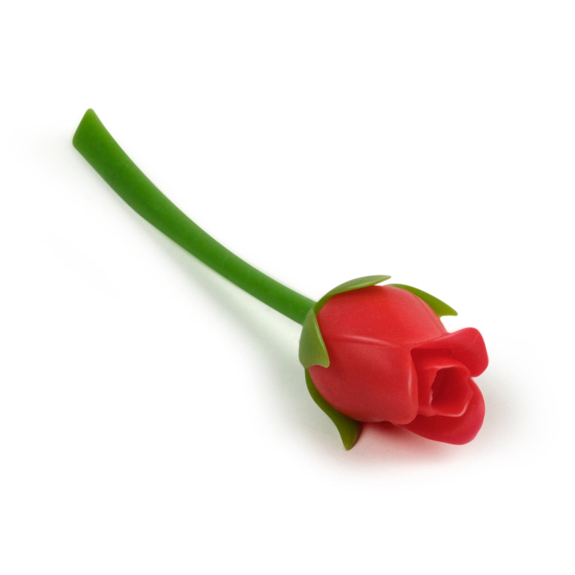 Red rose-shaped bookmark on a white background