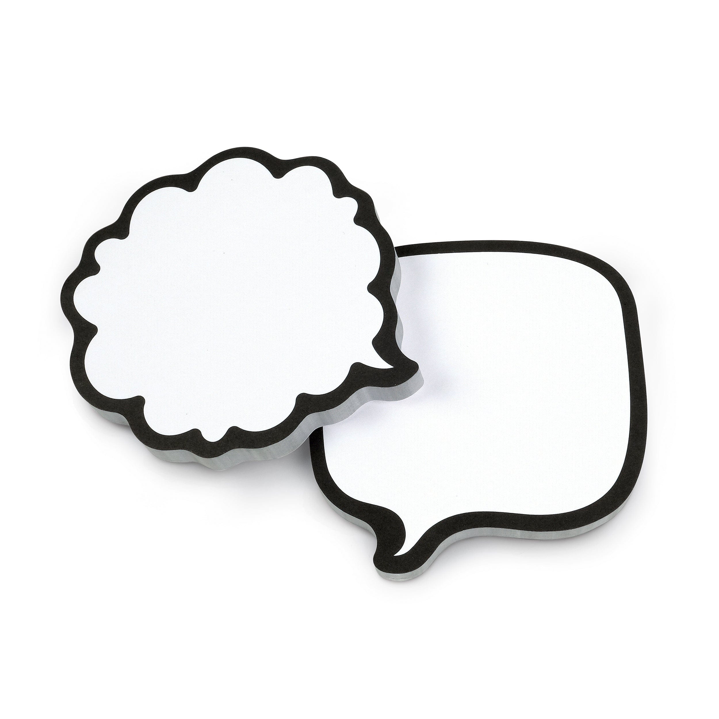 speech and thought bubble sticky notes on a white background