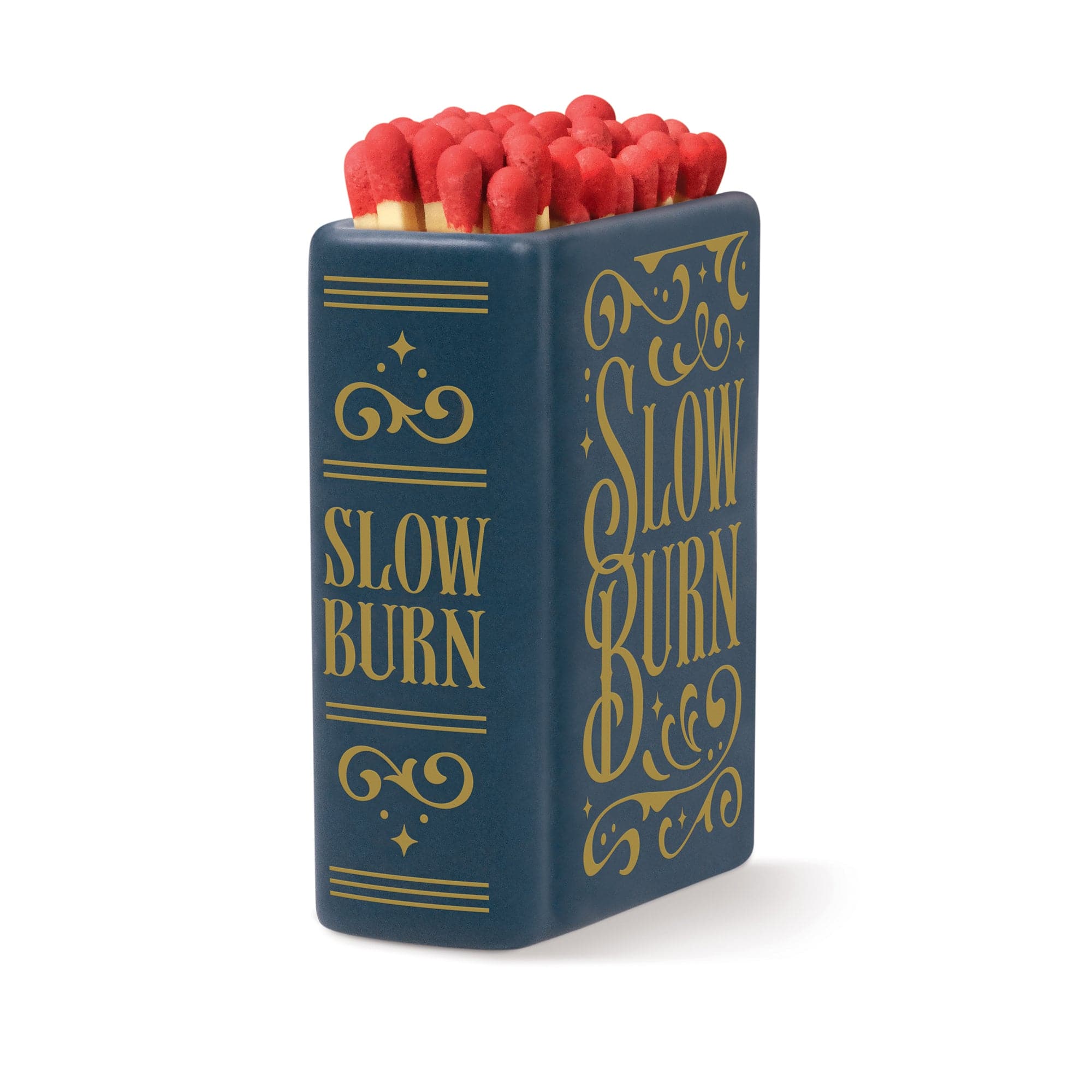 Ceramic book match holder with striker — cozy home accessory for candle lovers and readers