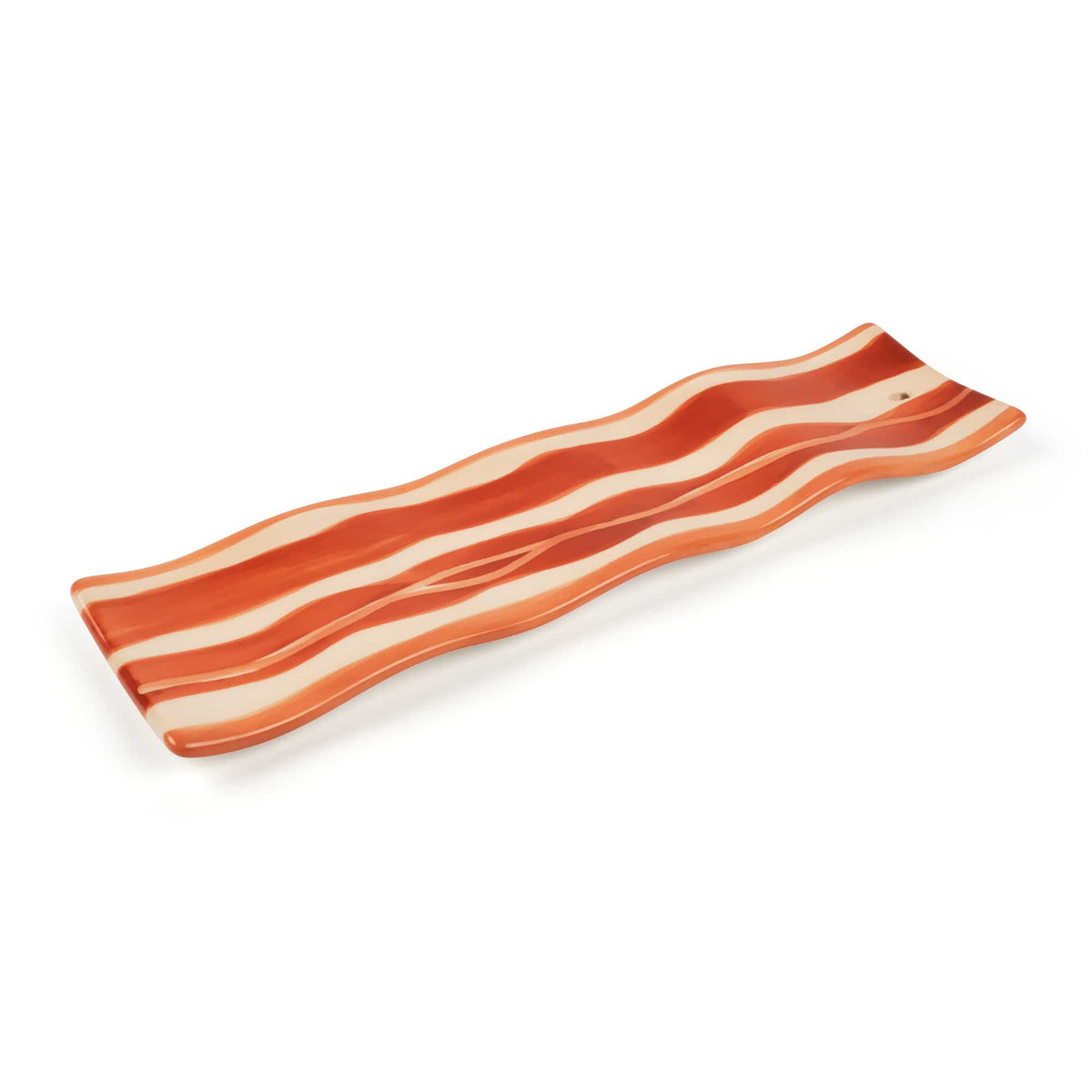 Long orange and white striped wavy strip on a white background