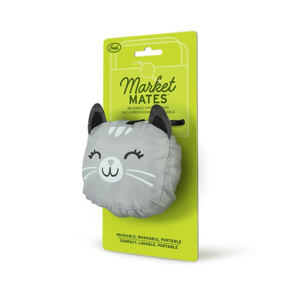 Cat Market Mates plush head on bright lime display card